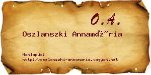 Oszlanszki Annamária névjegykártya